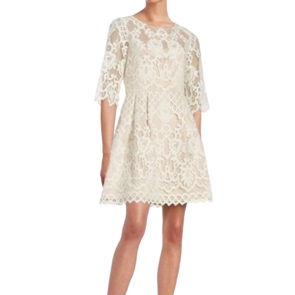 Eliza J. Lace Bell Sleeve Fit & Flare Dress